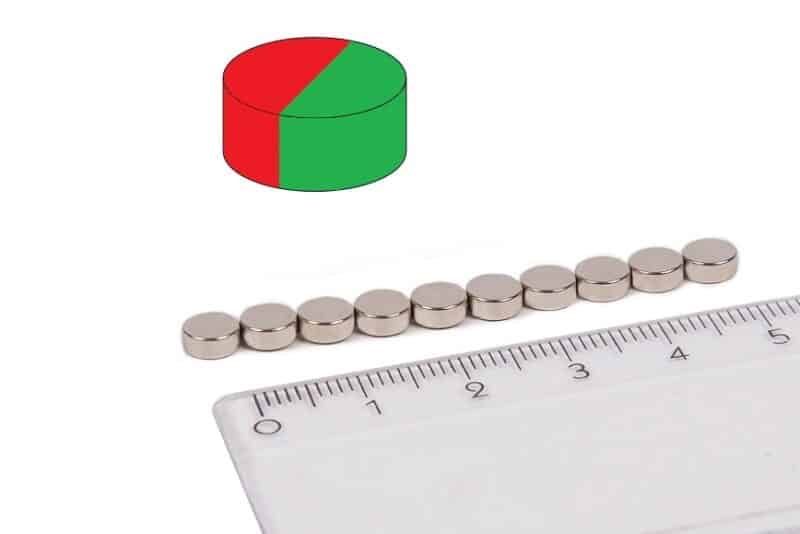 6x2.5 mm Neodym Scheibenmagnete diametral magnetisiert
