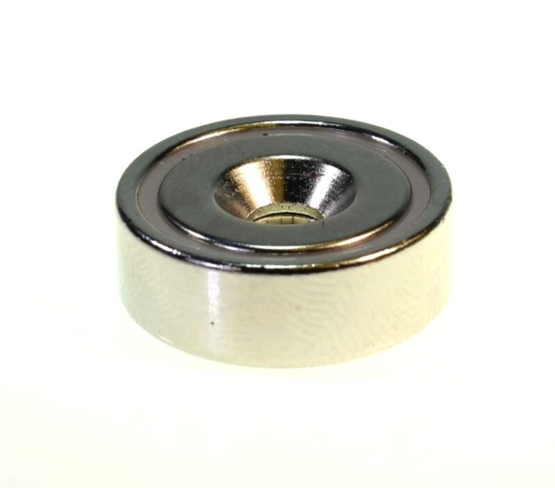 Neodym-Topfmagnet Ø 25 mm mit Senkbohrung, hält ca. 20 kg