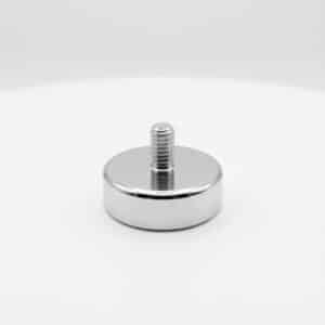 Topfmagnet Ø25mm mit Außengewinde M5 vernickelt – Neodym Flachgreifer SNC25E-M5-NI 23kg Haftkraft