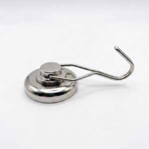 Drehbarer Hakenmagnet SNG25E Ø25mm vernickelt – 23 kg Haftkraft, 360° drehbarer Stahldraht-Haken